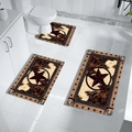 Western star diatom mud bathroom mat set with non-slip backing in rustic brown - U-Shaped and Rectangular Mat Combination (Small) / Western Texas Star