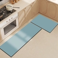 Kitchen mat set of 2 in hazy blue, waterproof and non-slip absorbent floor rugs - 40*120+40*60cm / Aqua