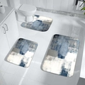 3-piece navy blue abstract diatom mud bathroom rug set with U-shaped and rectangle mats - U-Shaped and Rectangular Mat Combination (Small) / Nordic Tie-Dye