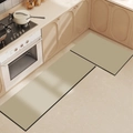 Juego de alfombras de cocina beige minimalistas, absorbentes, antideslizantes e impermeables - Camel