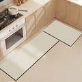 Juego de alfombras de cocina antideslizantes beige crema con bordes negros finos - Albaricoque