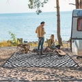 Extra groot picknickkleed voor buiten met zwart-wit ruitpatroon voor camping en strand - 50x80cm / Zwart Wit Geometrisch (Geometrische Camping-11)