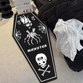 Gothic coffin shaped Halloween rug featuring Frankenstein monster and skull design - 40x60cm / Monster Style