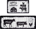 Cartoon farm animals kitchen mat set featuring cow and pig on black and white anti-slip rugs - Rz—dairy Cow—8 / 50*80cm