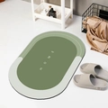 Tapis de bain ovale vert foncé et gris absorbant avec texte HOME blanc - Vert Olive - HOME (Ovale) / 40*60cm