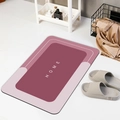 Tapis de bain ovale rose et violet avec texte HOME dans une salle de bain moderne - Rectangulaire / Rose Prune / 40*60cm