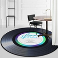 Retro round vinyl record area rug with vintage CD design for modern living room decor - Diameter 60cm / CD-3
