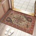 Tappeto d'ingresso vintage stile persiano bohémien rosso scuro con motivi geometrici - 40x60cm / Motivo Mistero Bohemien