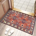 Tappetino rettangolare stile persiano vintage rosso mattone con motivi geometrici bohémien - 40x60cm / Stile Luolan (RZZY—罗岚)