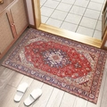 Zerbino persiano boho con motivi floreali etnici rosso scuro su pavimento in legno - 40x60cm / Stile Siran (RZZY—思然)
