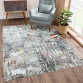 Modern minimalist area rug with abstract industrial style for living room and bedroom - Gray Red Brown / 50*80cm