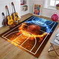 Basketball court area rug featuring fire and ice theme for living room and bedroom decor - 40x60cm Crystal Velvet / Basketball Court Style - Fire and Ice