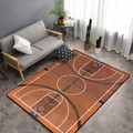 Basketball court area rug with orange wood texture and white lines for living room decor - 40x60cm Crystal Velvet / Basketball Court Style - Deep Orange Brown