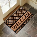 Rectangle diatomaceous earth bath mat with Welcome text and diamond geometric pattern - 40*60cm / Skin-Friendly Fleece / Simple Rhombus Welcome (MJX-2)