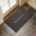 Nordic rectangular bath mat with golden floral pattern and Welcome greeting on dark grey surface - Mjx-3 / 40*60cm【Skin-friendly Velvet】
