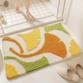 Tapis de bain abstrait en cachemire avec motif de feuilles de ginkgo, antidérapant - Imitation cachemire / 40x60cm / Ginkgo Doré (Abstrait-2)
