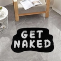 Tapis de bain noir absorbant en imitation cachemire avec texte GET NAKED blanc - Imitation cachemire / 40x60cm / Noir
