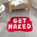 Tapis de bain rouge Get Naked de forme irrégulière avec envers antidérapant - Imitation cachemire / 40x60cm / Rouge