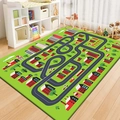 Tapis de jeu enfant circuit routier ville avec voitures et paysages verdoyants - 40x60cm / Style Route et Bâtiment