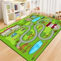 Tapis de jeu ville dessin animé avec bus scolaire pour chambre d'enfant antidérapant - 40x60cm / Style Ville Bus Scolaire