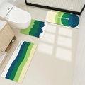 Set da bagno 3 pezzi in terra di diatomee con motivi geometrici a onde colorate - Combinazione Tappetino a U e Rettangolare (Piccola) / Limone