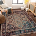 Vintage Bohemian Persian rug in navy and rust red for a cozy living room decor - 40*60cm / Dark Blue Rust Red Vintage Style (moooa-8)