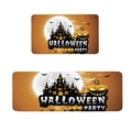 Set of two Halloween Party kitchen mats featuring spooky castle and pumpkin silhouettes - Mae Pumpkin—8 / 40x60cm Crystal Velvet