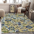 Nordic floral rug with bohemian pattern for living room in blue and yellow - Faux Cashmere Style / Miniature Size / Vintage Floral Yellow Blue (SBT-RZ03)