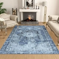 Detalle de la textura de la alfombra persa azul vintage con acabado desgastado y tejido - 40x60cm / Estilo de Patrón 3 (波斯床边毯-3)