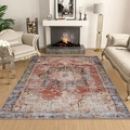 Alfombra persa clásica en rojo ladrillo y azul marino para salón de lujo deco - 40x60cm / Estilo de Patrón 4 (波斯床边毯-4)