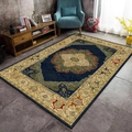 Detail eines Vintage-Perserteppichs mit tiefblauem Medaillon und beige Bordüre im Wohnzimmer - 40*60cm / SBT Persisch-15