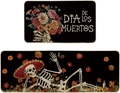 Macro shot of two Day of the Dead mats with skull patterns and floral print decorations - Day of the Dead Pattern 7