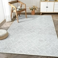 Modern grey and white geometric rug with minimalist diamond patterns for living rooms - 50*80cm / Gray Pebble