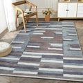 Modern geometric area rug with blue, grey and beige patchwork for living room - 50*80cm / Blue And Brown