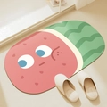 Cute cartoon watermelon bathroom mat with non-slip texture and water-absorbent fabric - 40*60cm / Soft Fleece Personified Watermelon (Cartoon Mat-6)