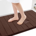 Tappetino da bagno marrone cioccolato in memory foam a righe, assorbente e antiscivolo - 40x60cm / caffè