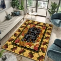 Retro American rectangular rug with Thankful and grateful text and sunflower pattern - 40x60 / Thanksgiving Style (SSBT-Q1)