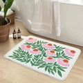 Floral cashmere-feel bath mat with non-slip backing on a modern bathroom floor - Floral 5