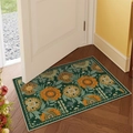 Detail of vintage floral bath mat with orange flowers and wavy borders on wood floor - Faux Cashmere Small / Pattern Two