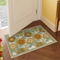 Detailed view of rectangular floral bath mat with vintage sunflower pattern on wood floor - Flower-3 / 40*60cm (Faux Cashmere)