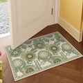 Detailed texture of floral faux cashmere bathroom mat with non-slip backing and wavy edges - Flower-4 / 40*60cm (Faux Cashmere)