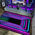Modern 3D neon tunnel living room rug with cyberpunk purple and blue LED visual effect - 40*60cm / Neon Infinite Tunnel Style (1023FYR-8)