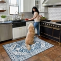 Detail of bohemian rug with vintage blue patterns in a modern kitchen setting - Mjx Persian-7 / 50*80cm【Skin-friendly Velvet】