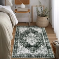 Detail of vintage bohemian rug with floral medallion patterns in a bedroom setting - Mjx Persian-6 / 50*80cm【Skin-friendly Velvet】
