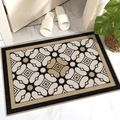 Detail view of French luxury doormat with geometric floral patterns on gray tile flooring - French Affordable Luxury - 9 / 40*60cm【Skin-friendly Velvet】
