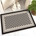 Detailed view of beige and black starburst pattern door mat with non-slip edge - French Affordable Luxury - 17 / 40*60cm【Skin-friendly Velvet】