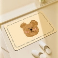 Tapis de bain absorbant beige avec motif ours mignon et texte décoratif en anglais - S / Tête d'Ours Avec Texte Circulaire (Tapis Animé-1)