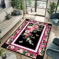 Vintage floral rectangle living room rug with black base and pink peony pattern - 40x60 / Elegant Floral Style (SSBT-Q5)