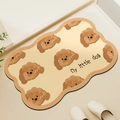 Cartoon teddy dog bath mat with wavy edges and soft absorbent texture for home decor - 40*60cm / Soft Fleece Irregular Dog (Cartoon Mat-5)