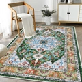 Bohemian Persian rug with vintage patterns and emerald green tones for living room - 40x60cm Skin-Friendly Velvet Surface / JQ-Bohemian-1